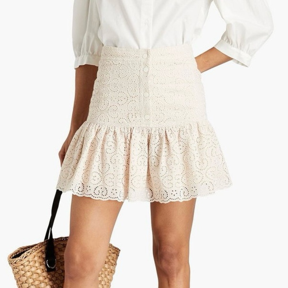 Sandro Cream Eyelet Mini Skirt